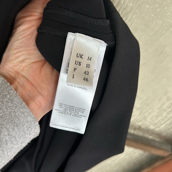 Victoria Beckham black flutter sleeve pocket dress high button neck size 10 - Picture 7 of 12